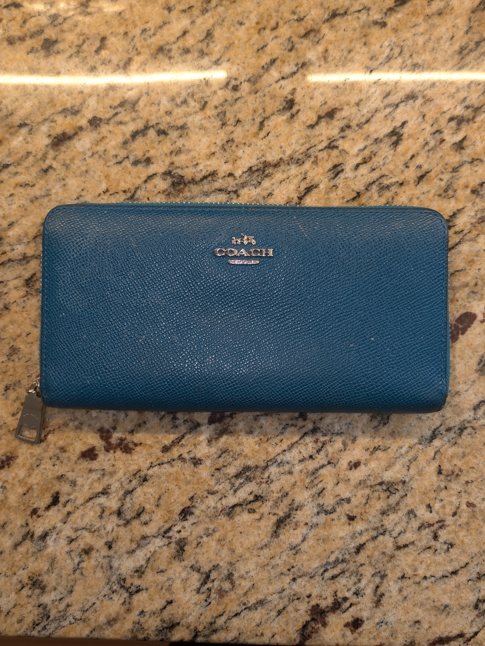 Coach Teal Leather Zip Wallet - Coach